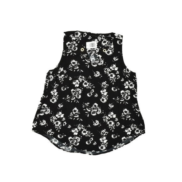 Torrid Black Floral V-Neck Tank Top Plus Size 0 (L) Rayon Blouse Black NEW - Picture 1 of 8